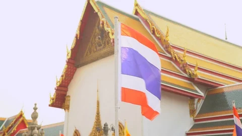Thai flag in Wat Pho Temple - Bangkok, Thailand 動画素材 87044925
