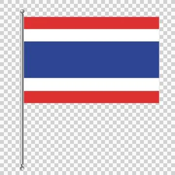 Thai flag waving on flagpole isolated on checkered background. Illustrazione stock