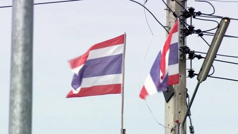 Thai flag waving Stock Footage 122248872