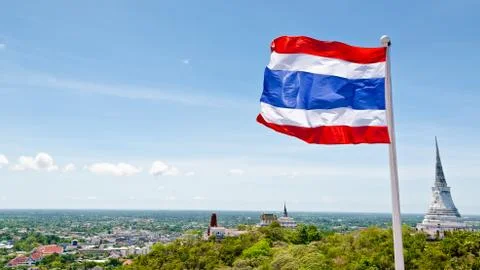 Thai flag waving in the wind Stock Photos