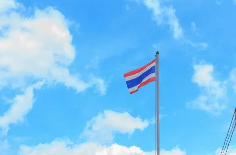 Thai flag with the wind. Stock Photos