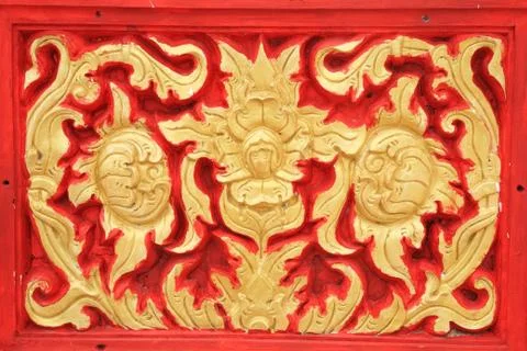 Thai floral pattern on the wall Stock Photos