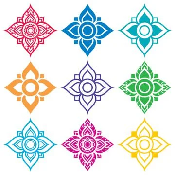 Thai folk art pattern - flower shape Stock Illustration