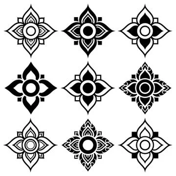 Thai folk art pattern - flower shape Illustrazione stock
