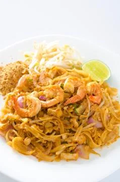 Thai food style , stir-fried rice noodles (pad thai) Stock Photos