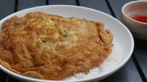 Thai Fried Egg with Minced Pork Over Rice Vidéo 328274638