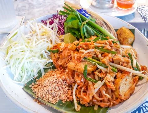 Thai Fried Rice Noodle (Pad Thai) ,Thai food. Stock Photos