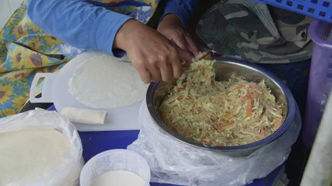 Thai Fried Spring Rolls Stock Footage 146870186