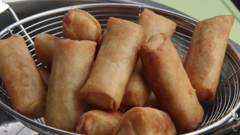 Thai Fried Spring Rolls Stock Footage 146870888