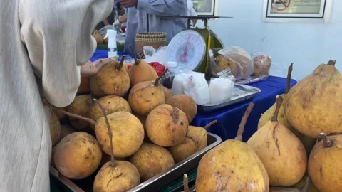 Thai fruit called katorn being sold on the local market. Stock Footage 204966984