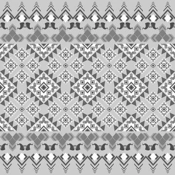 Thai Geometric Textile Pattern in Black White and Grey Ilustración de archivo
