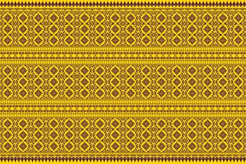 Thai Gold-Brown Ornamental Pattern with Floral and Border Motifs Illustrazione stock