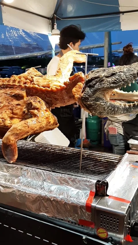 Thai grilled crocodile Видео 296025334