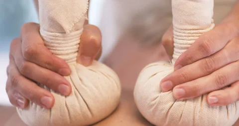 Thai Herbal Ball Hot Compress Massage Spa Stock Footage 211816639