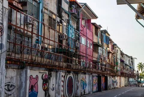 Thai house facades between second road and beach road of Pattaya Stock Photos