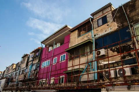 Thai house facades between second road and beach road of Pattaya Foto stock