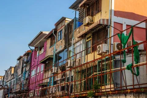Thai house facades between second road and beach road of Pattaya Foto stock