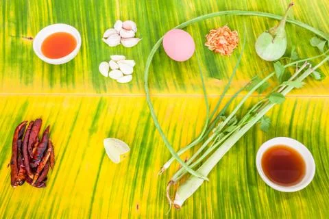 Thai ingredients in close up Stock Photos
