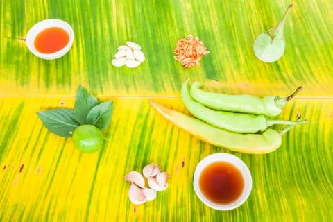 Thai ingredients in close up Stock Photos