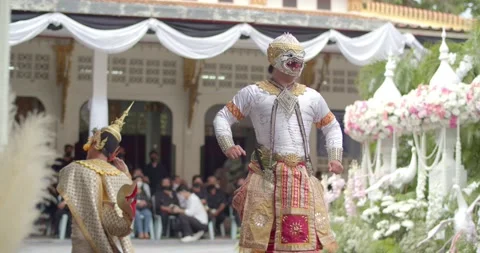 Thai Khon Dance with Suphan Matcha and Hanuman.  Stock Footage 223382175