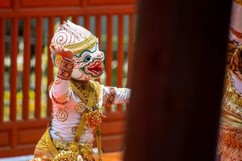 Thai Khon Mask Dance Performance 6 스톡 사진
