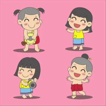 Thai kids Stock Illustration