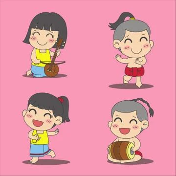 Thai kids Stock Illustration