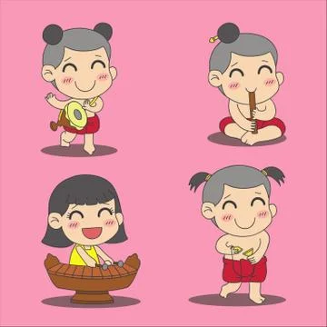 Thai kids Stock Illustration