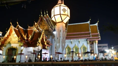 Thai Lantern decoration in Temple during Thai Buddhist New Year Stock Footage 107921548