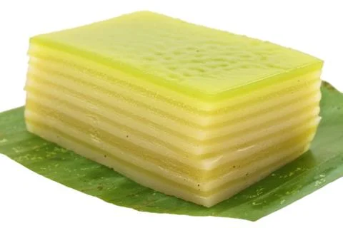 Thai layer cake isolated on white background Stock Photos
