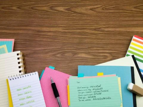 Thai; Learning New Language Writing Words on the Notebook Stock Photos