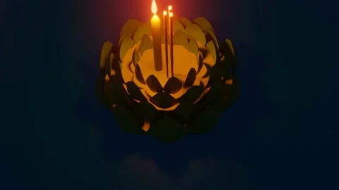 Thai Loi Krathong tradition Stock Footage 136412109
