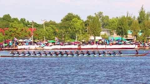 Thai long, fast boats Stock Footage 80532575