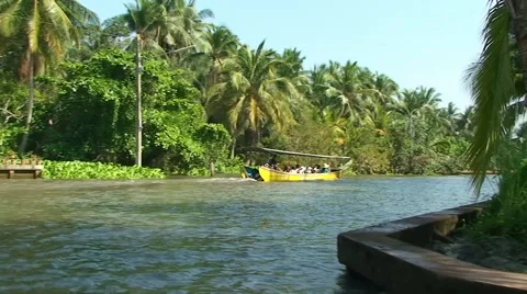Thai Longtail boat float down the khlong canal. Thailand Stock Footage 52217957