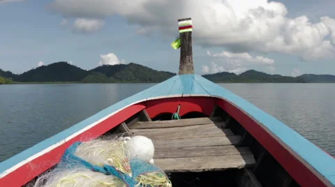 Thai Longtail Boat Heading to Islands Stock Footage 59793675
