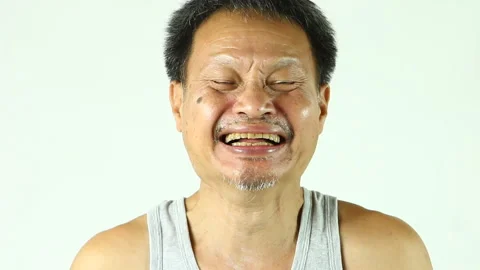 Thai man is laughing with white  background,  in studio Chiangmai Thailand Stock Footage 212061777