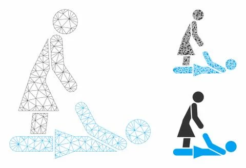 Thai Massage Vector Mesh Network Model and Triangle Mosaic Icon Stock Illustration