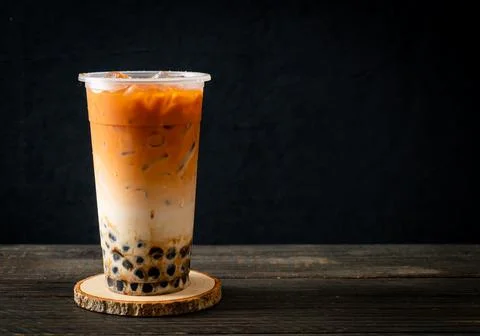 Thai milk tea with bubble Stock Photos