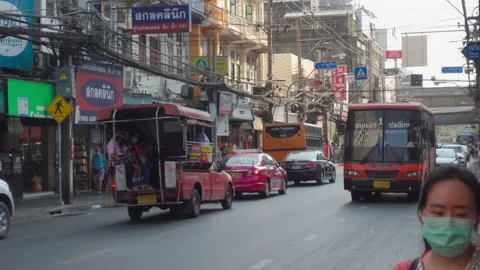 Thai Minibus is Approaching Stock Footage 147904422
