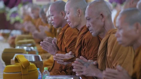 Thai monks meditating,Surin,Thailand Stock Footage