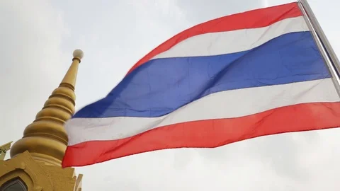 Thai national flag waving in the wind. The national flag of Thailand. Stock Footage 126082902