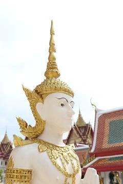 Thai native art angle statue in temple, Thailand. Stock Photos