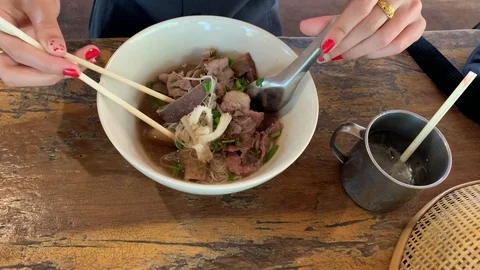 Thai noodle on the table. //footage Stock Footage 123399488