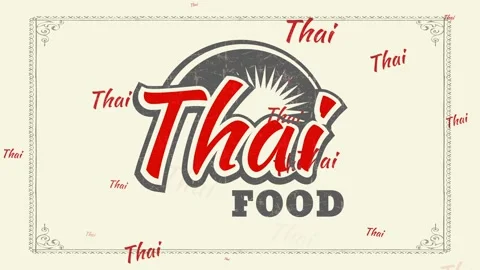 Thai nutrient presentation with ragged out 70s fancy font and sunny illustration Stock Footage 130178985