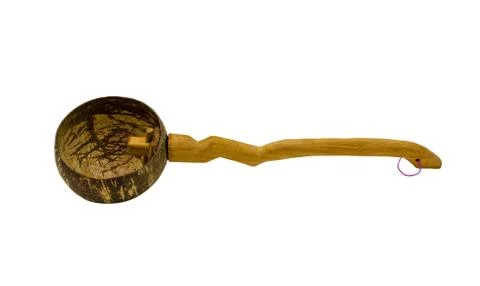 Thai old ladle isolate on white background 스톡 사진