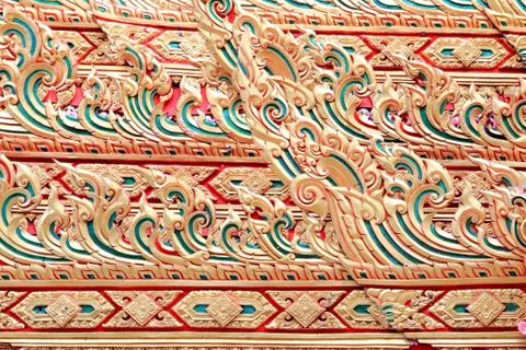 Thai old pattern temple . Stock Photos