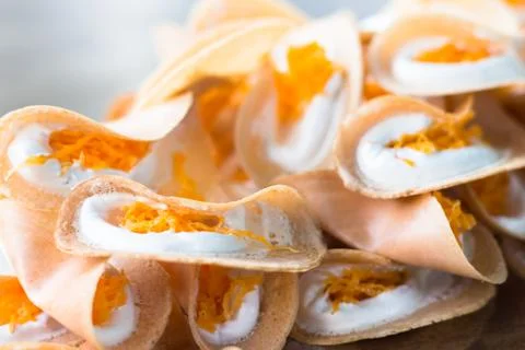 Thai pancake it is delicious snacks for any time Stock Photos