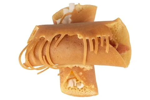 Thai Pancake Rolls isolated on white background 库存照片