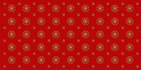 Thai pattern background red round flower beautiful background  Stock Illustration