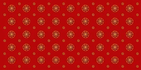 Thai pattern background red round flower beautiful background  Illustrazione stock